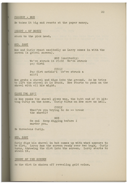 Moe Howard's Personally Owned Three Stooges' Columbia Pictures Script for Their 1938 Film, ''Yes, We Have No Bonanza''